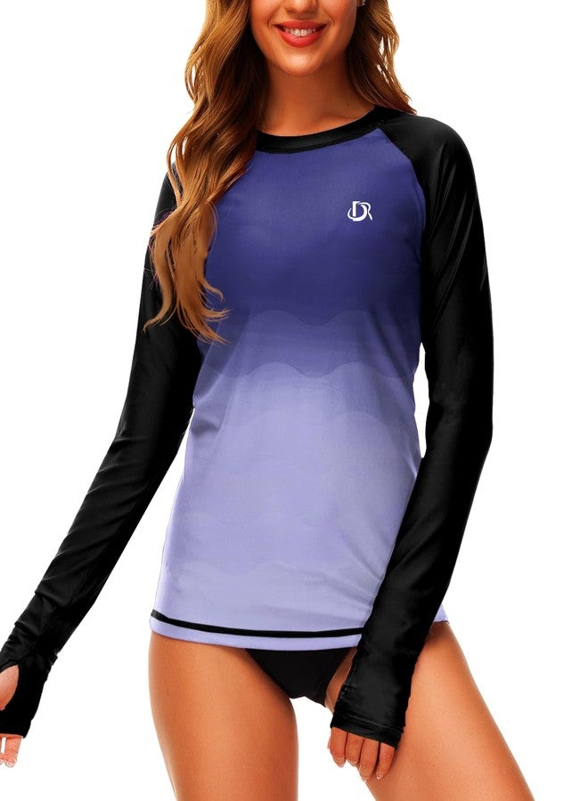 Deerose Gradient Rash Guard for Women Long Sleeve UV Protective UPF 50+ Summer Beach Swim Tops Black Grey 3XL - Image 3